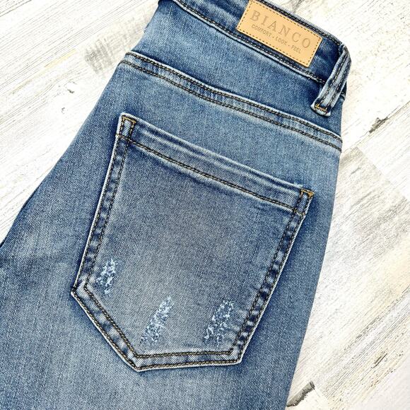 NWT Bianco Buttercup Boyfriend Jeans Light Blue Stretch Denim Button-Fly Size 24 - Picture 15 of 16